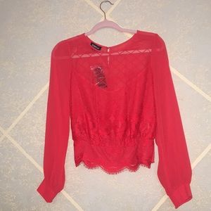 Bebe Lace Long Sleeve Top